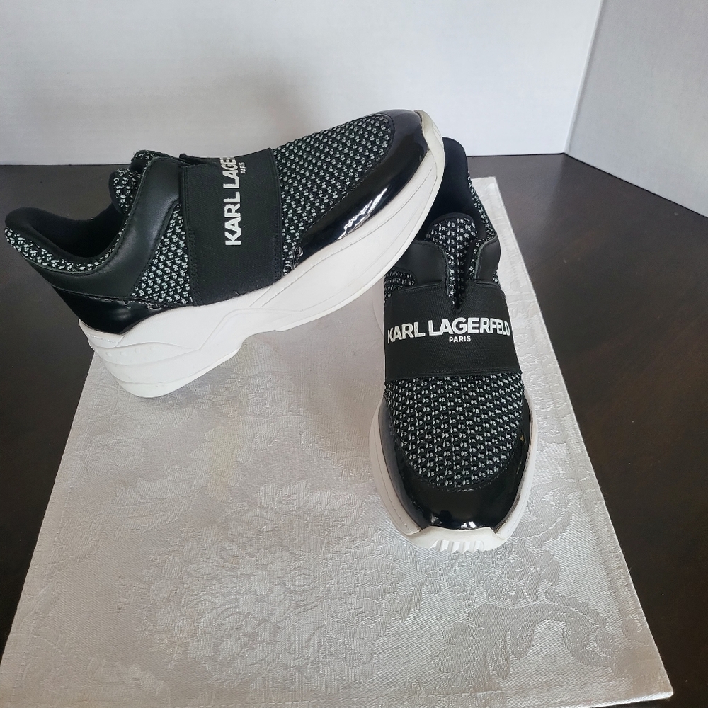 Karl Lagerfield Paris Zaidee blk wht chunky slip on sneakers 7